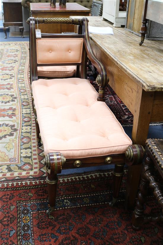 A pair of early 19th century American simulated rosewood chaises, L.3ft 9in. D.1ft 5in. H.2ft 11in.